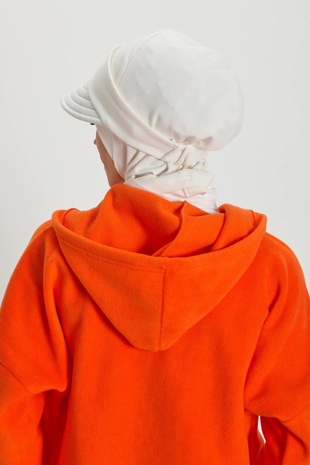 Detachable Visor Winter Turban for Women, Ribbed Polyviscose Stretch Headwrap, Stylish One-Size Cap for Cold Weather,B-82RB White