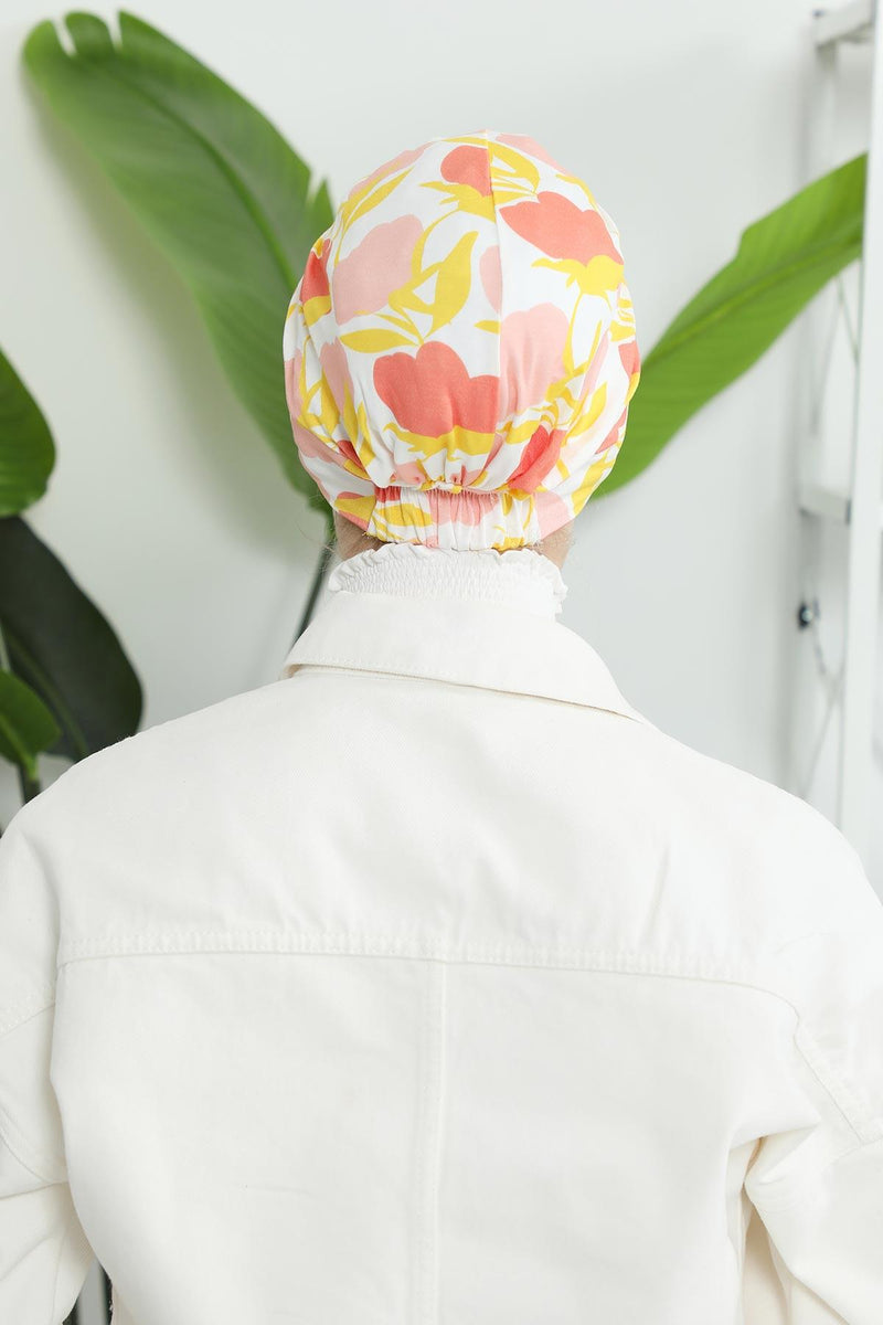 Printed Cotton Visor Women Turban Hat, Sun Protective Newsboy Hat for Women, 95% Cotton Plain Casual Hijab Bonnet Chemo Cap,B-73YD