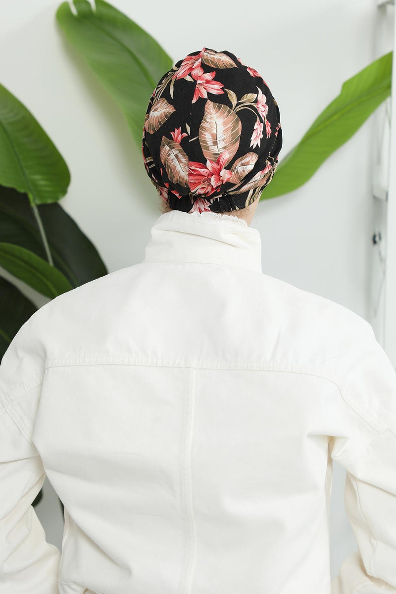 Printed Cotton Visor Women Turban Hat, Sun Protective Newsboy Hat for Women, 95% Cotton Plain Casual Hijab Bonnet Chemo Cap,B-73YD