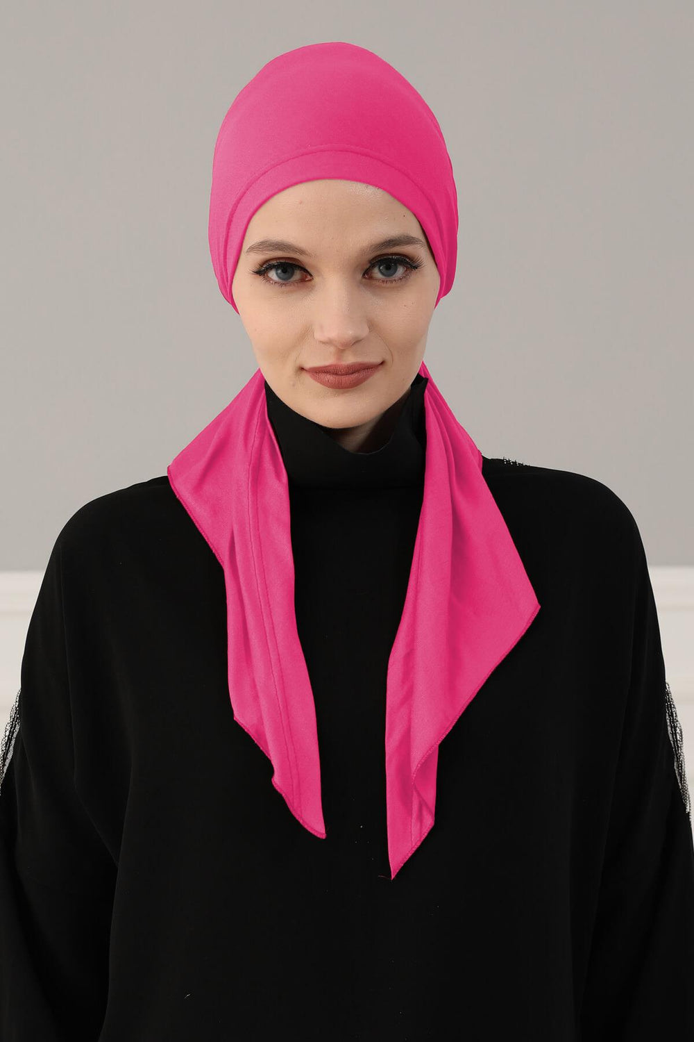 Simple Pre-Tied Turban Bonnet for Women, Easy Wear Chemo Headwear for Cancer Patients, Soft and Breathable Cotton Headwrap,B-47 Fuchsia