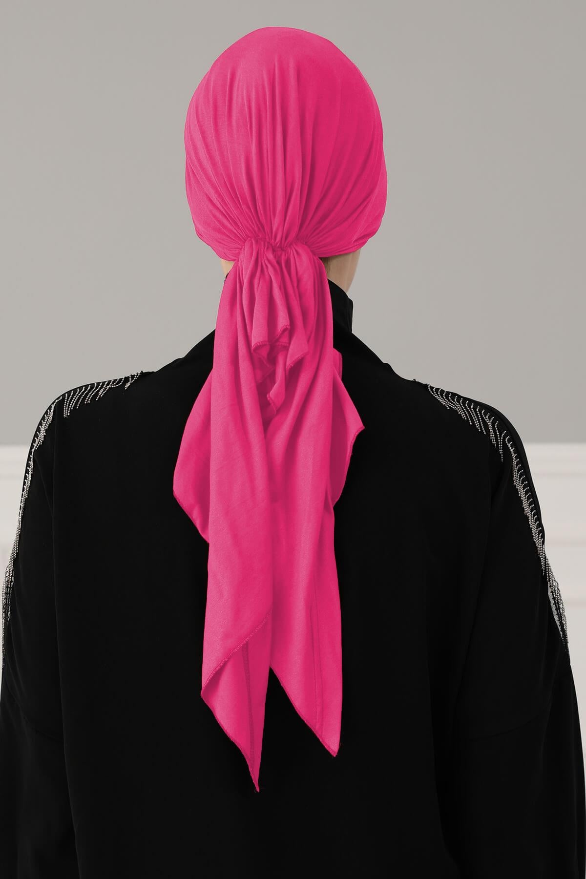 Simple Pre-Tied Turban Bonnet for Women, Easy Wear Chemo Headwear for Cancer Patients, Soft and Breathable Cotton Headwrap,B-47 Fuchsia