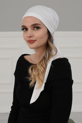 Simple Pre-Tied Turban Bonnet for Women, Easy Wear Chemo Headwear for Cancer Patients, Soft and Breathable Cotton Headwrap,B-47 White