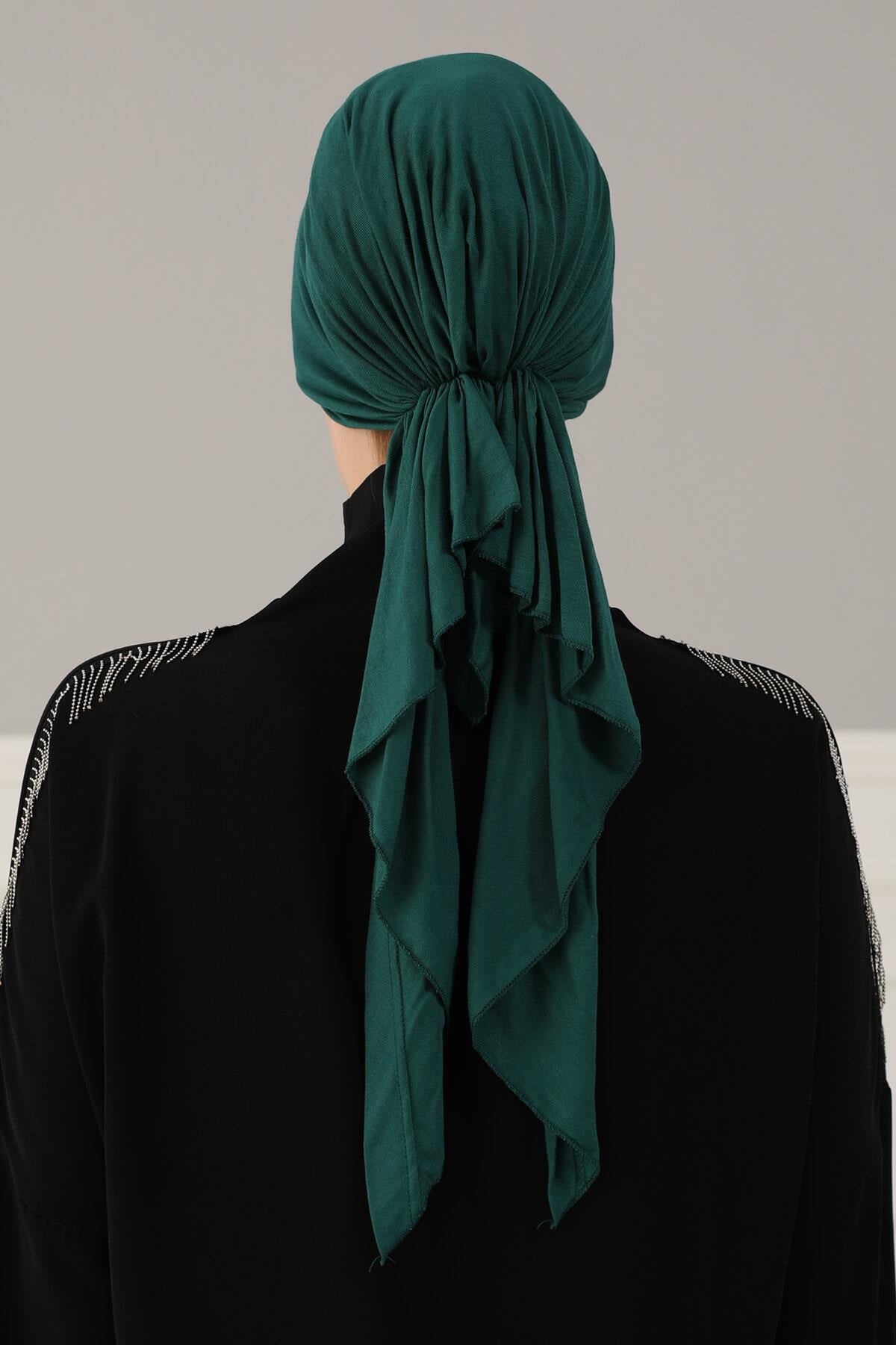 Simple Pre-Tied Turban Bonnet for Women, Easy Wear Chemo Headwear for Cancer Patients, Soft and Breathable Cotton Headwrap,B-47 Green