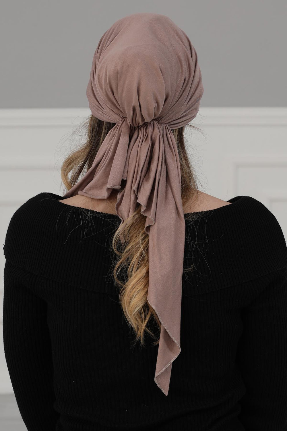 Simple Pre-Tied Turban Bonnet for Women, Easy Wear Chemo Headwear for Cancer Patients, Soft and Breathable Cotton Headwrap,B-47 Mink