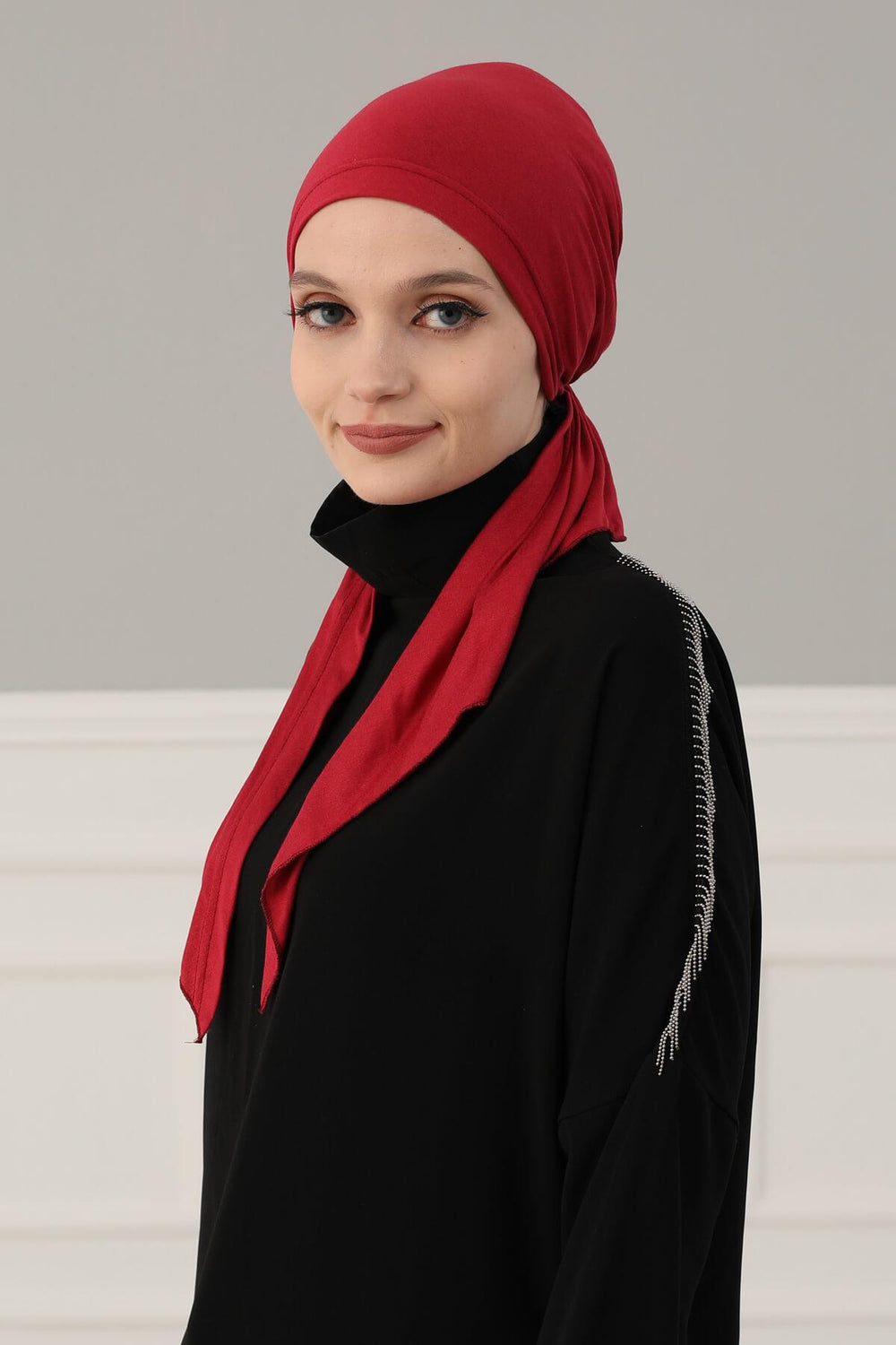 Simple Pre-Tied Turban Bonnet for Women, Easy Wear Chemo Headwear for Cancer Patients, Soft and Breathable Cotton Headwrap,B-47 Maroon