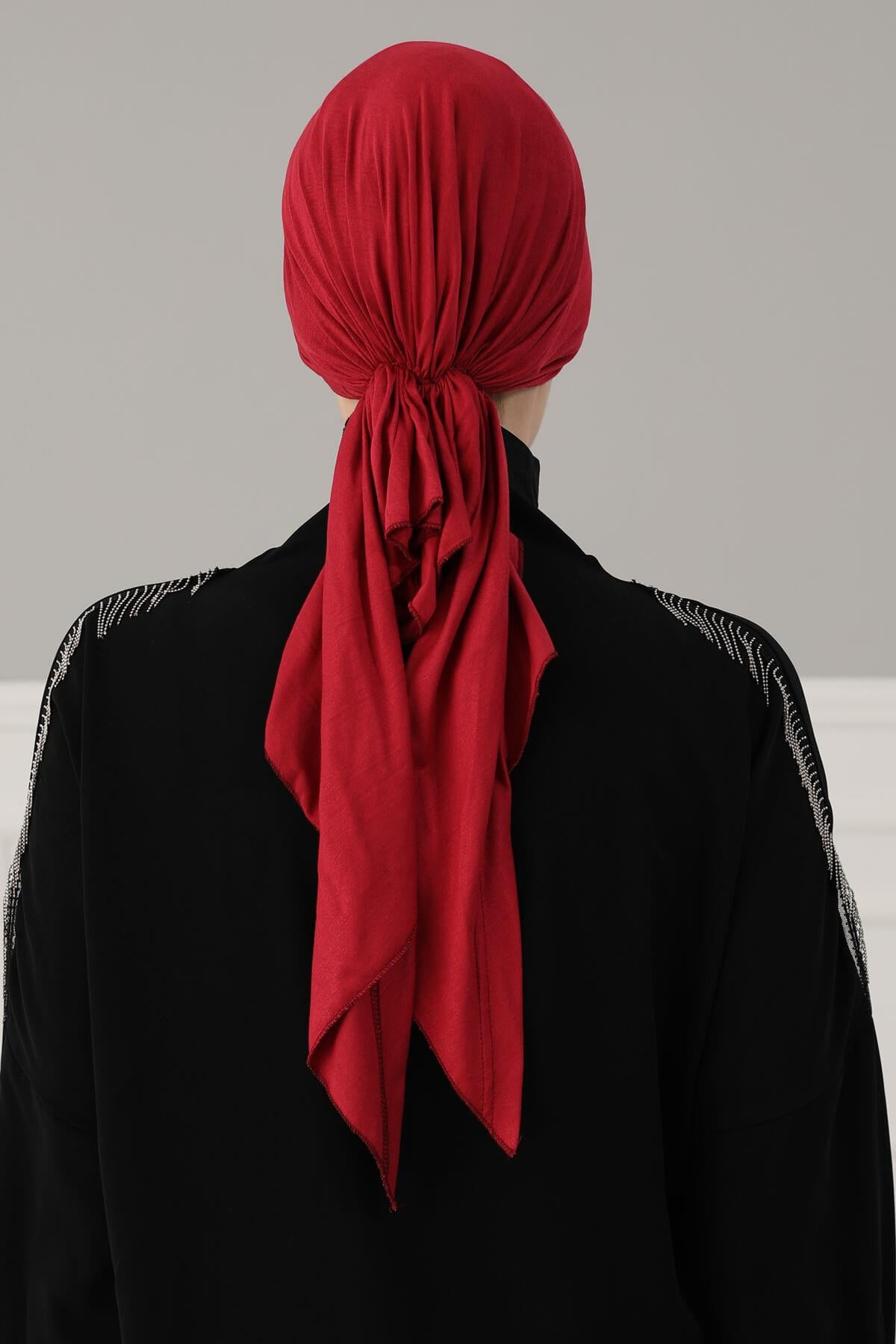 Simple Pre-Tied Turban Bonnet for Women, Easy Wear Chemo Headwear for Cancer Patients, Soft and Breathable Cotton Headwrap,B-47 Maroon