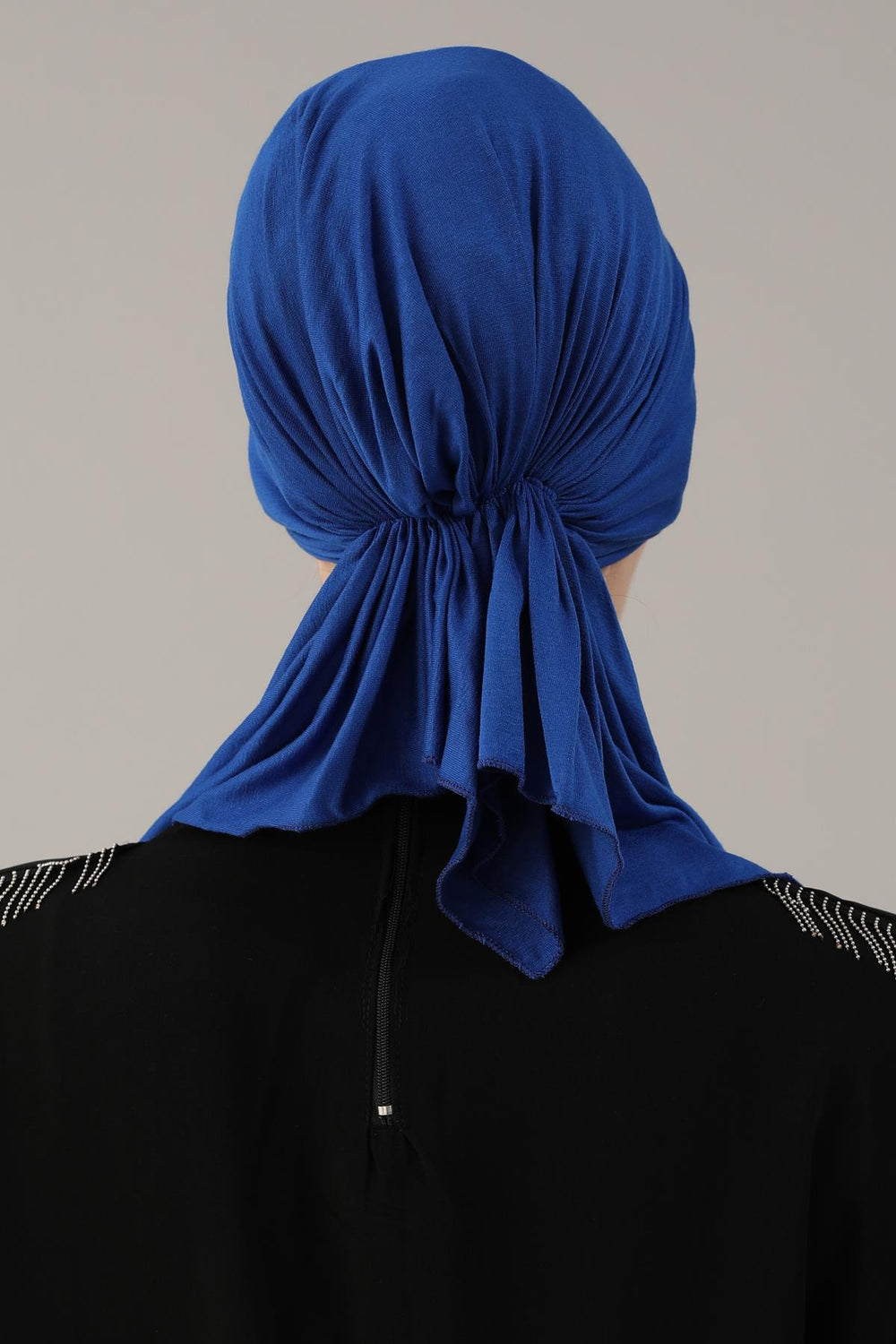 Simple Pre-Tied Turban Bonnet for Women, Easy Wear Chemo Headwear for Cancer Patients, Soft and Breathable Cotton Headwrap,B-47 Sax Blue