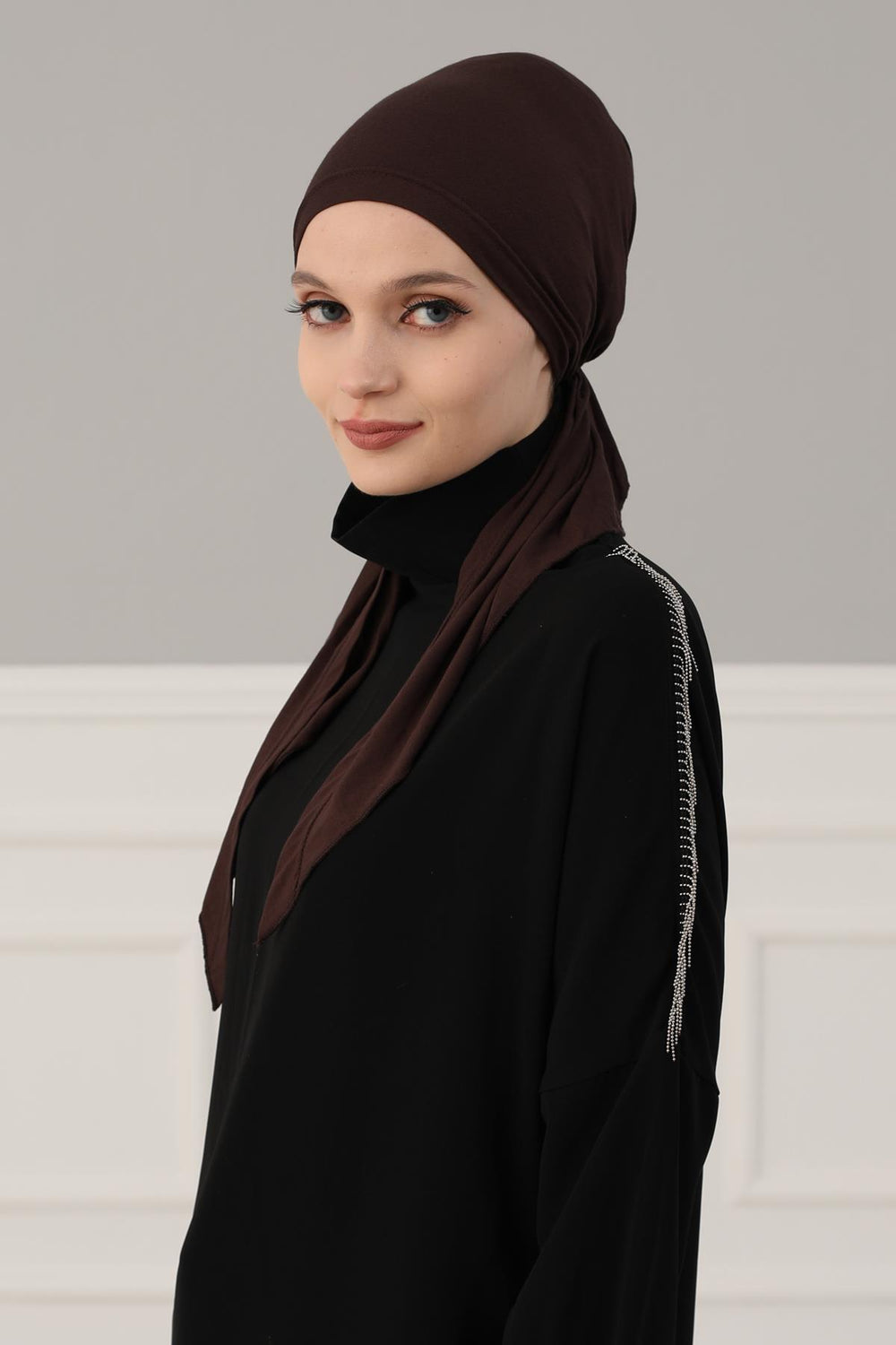 Simple Pre-Tied Turban Bonnet for Women, Easy Wear Chemo Headwear for Cancer Patients, Soft and Breathable Cotton Headwrap,B-47 Brown