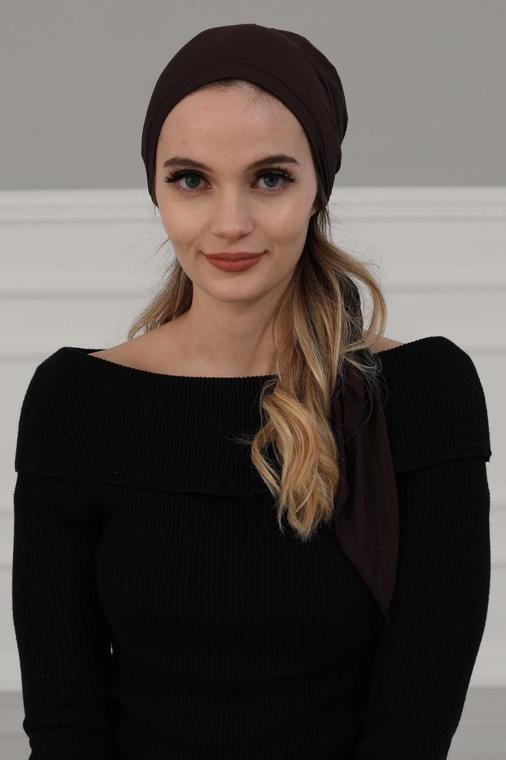 Simple Pre-Tied Turban Bonnet for Women, Easy Wear Chemo Headwear for Cancer Patients, Soft and Breathable Cotton Headwrap,B-47 Brown