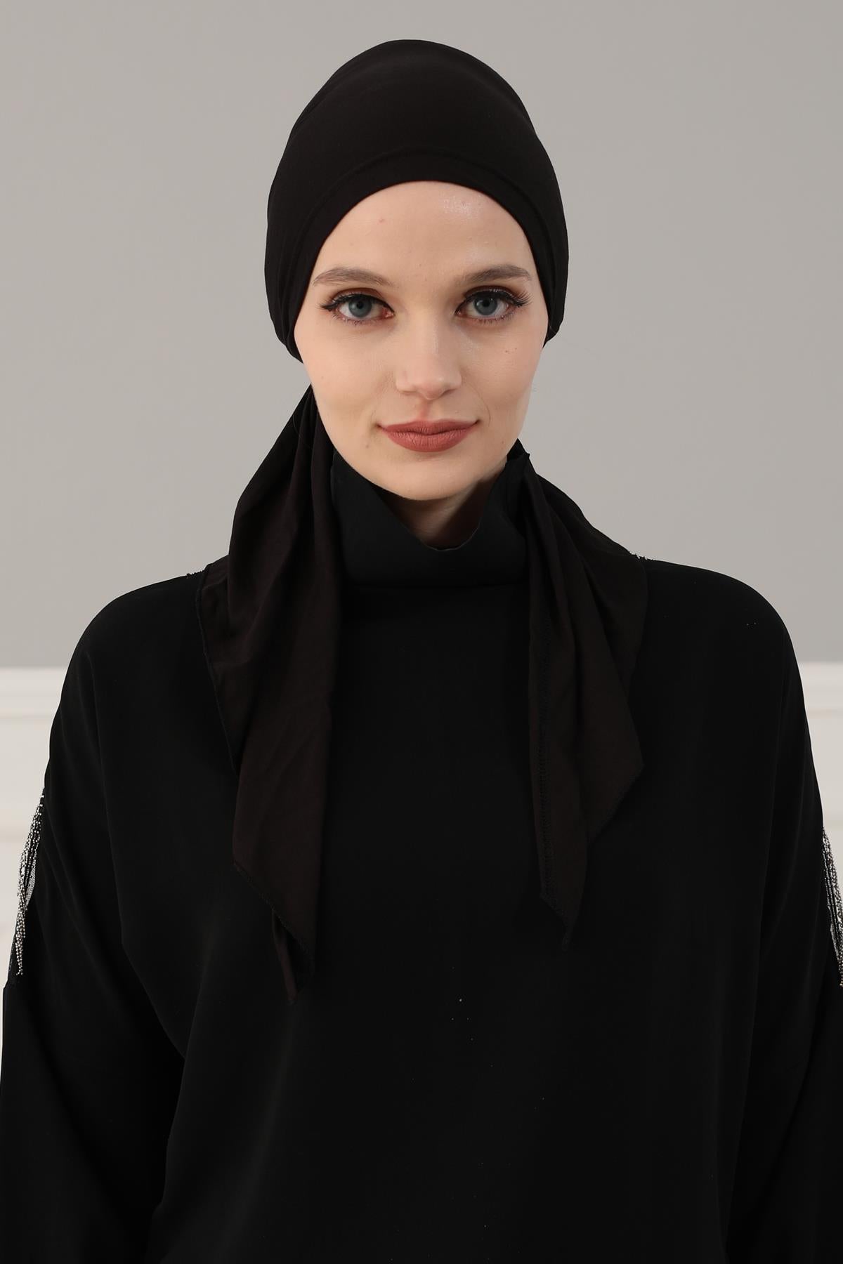 Simple Pre-Tied Turban Bonnet for Women, Easy Wear Chemo Headwear for Cancer Patients, Soft and Breathable Cotton Headwrap,B-47 Black