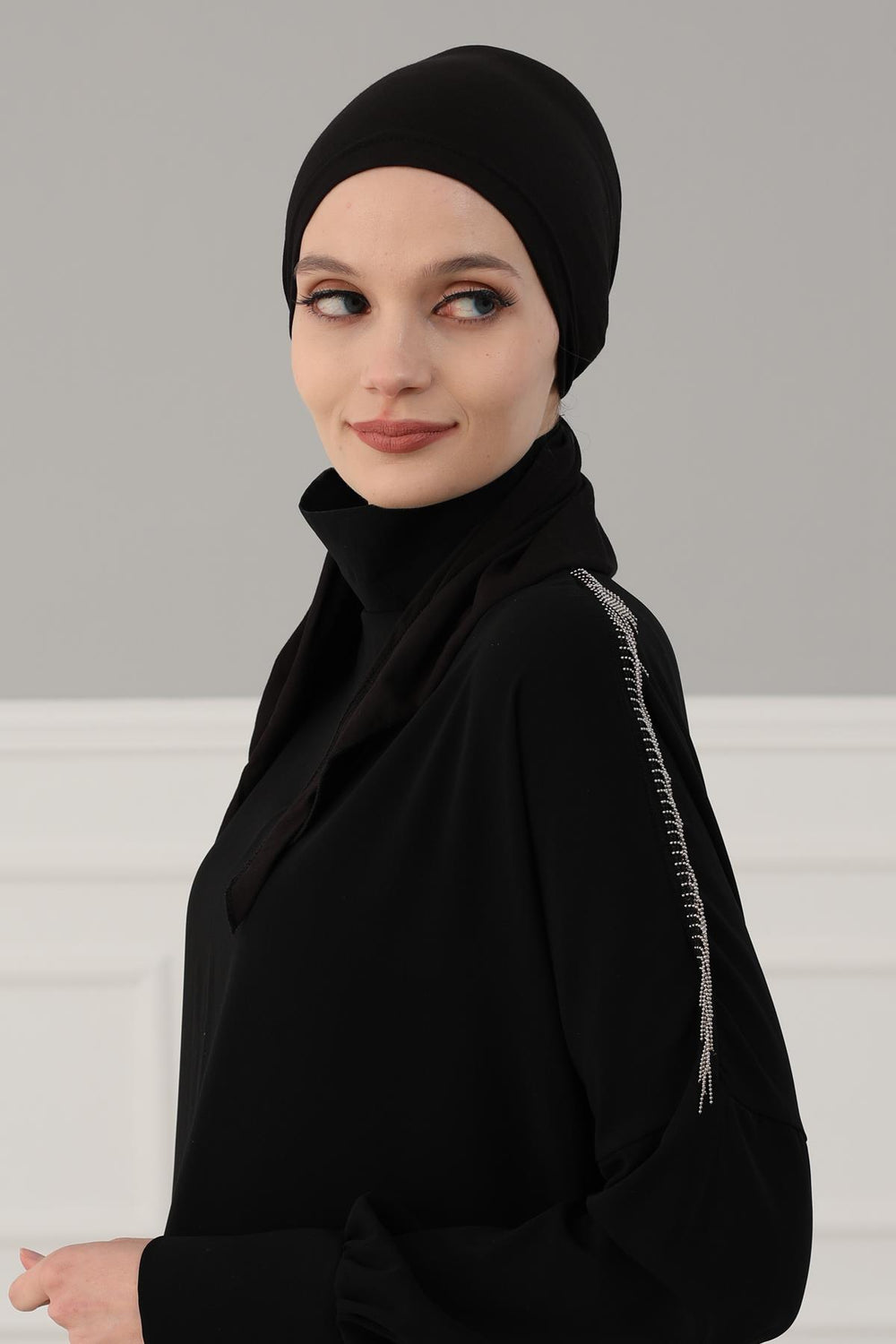 Simple Pre-Tied Turban Bonnet for Women, Easy Wear Chemo Headwear for Cancer Patients, Soft and Breathable Cotton Headwrap,B-47 Black