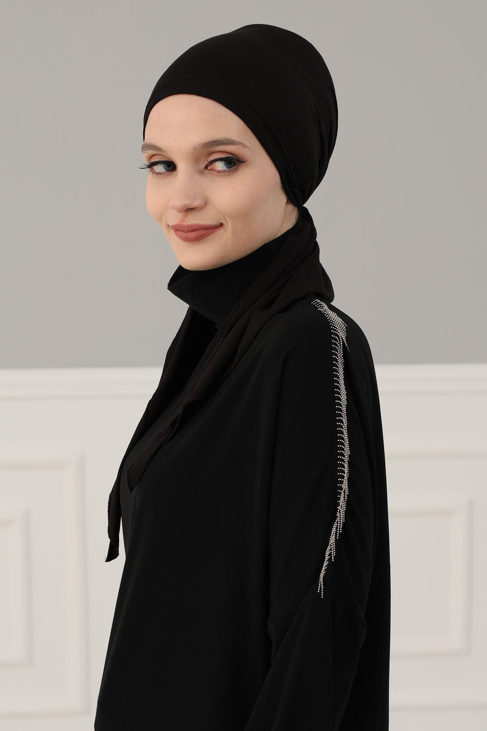 Simple Pre-Tied Turban Bonnet for Women, Easy Wear Chemo Headwear for Cancer Patients, Soft and Breathable Cotton Headwrap,B-47 Black