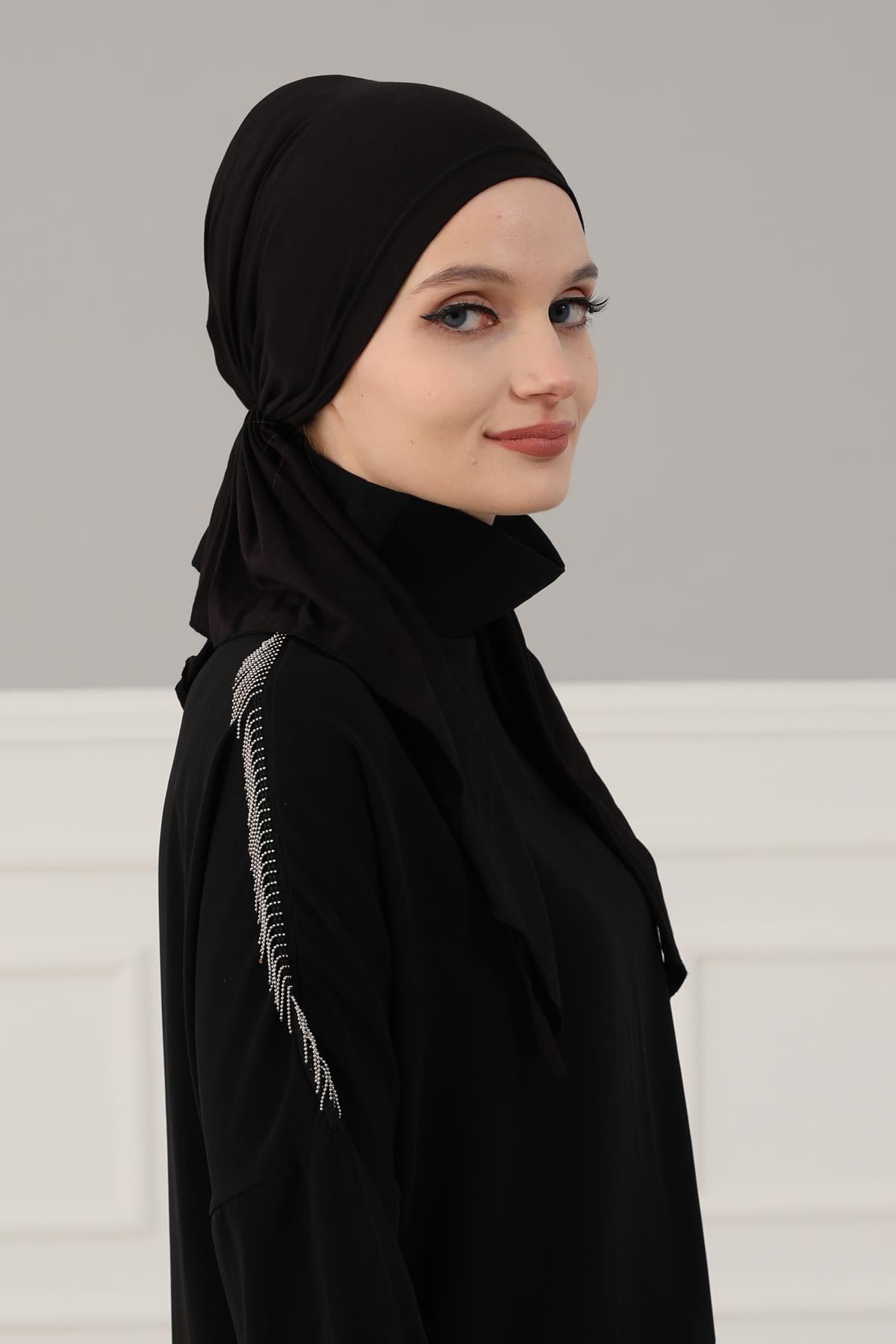 Simple Pre-Tied Turban Bonnet for Women, Easy Wear Chemo Headwear for Cancer Patients, Soft and Breathable Cotton Headwrap,B-47 Black