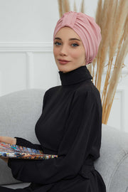 Sun Protective Aerobin Bonnet Cap for Women, Stylish & Flexible Wrinkle-Resistant Instant Turban, Comfortable Chemo Headwear for Women,B-69 Pink