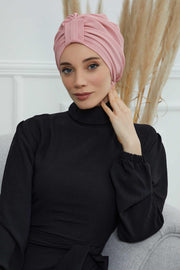 Sun Protective Aerobin Bonnet Cap for Women, Stylish & Flexible Wrinkle-Resistant Instant Turban, Comfortable Chemo Headwear for Women,B-69 Pink