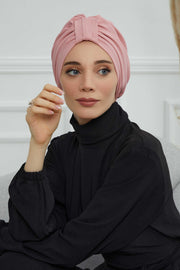 Sun Protective Aerobin Bonnet Cap for Women, Stylish & Flexible Wrinkle-Resistant Instant Turban, Comfortable Chemo Headwear for Women,B-69 Pink