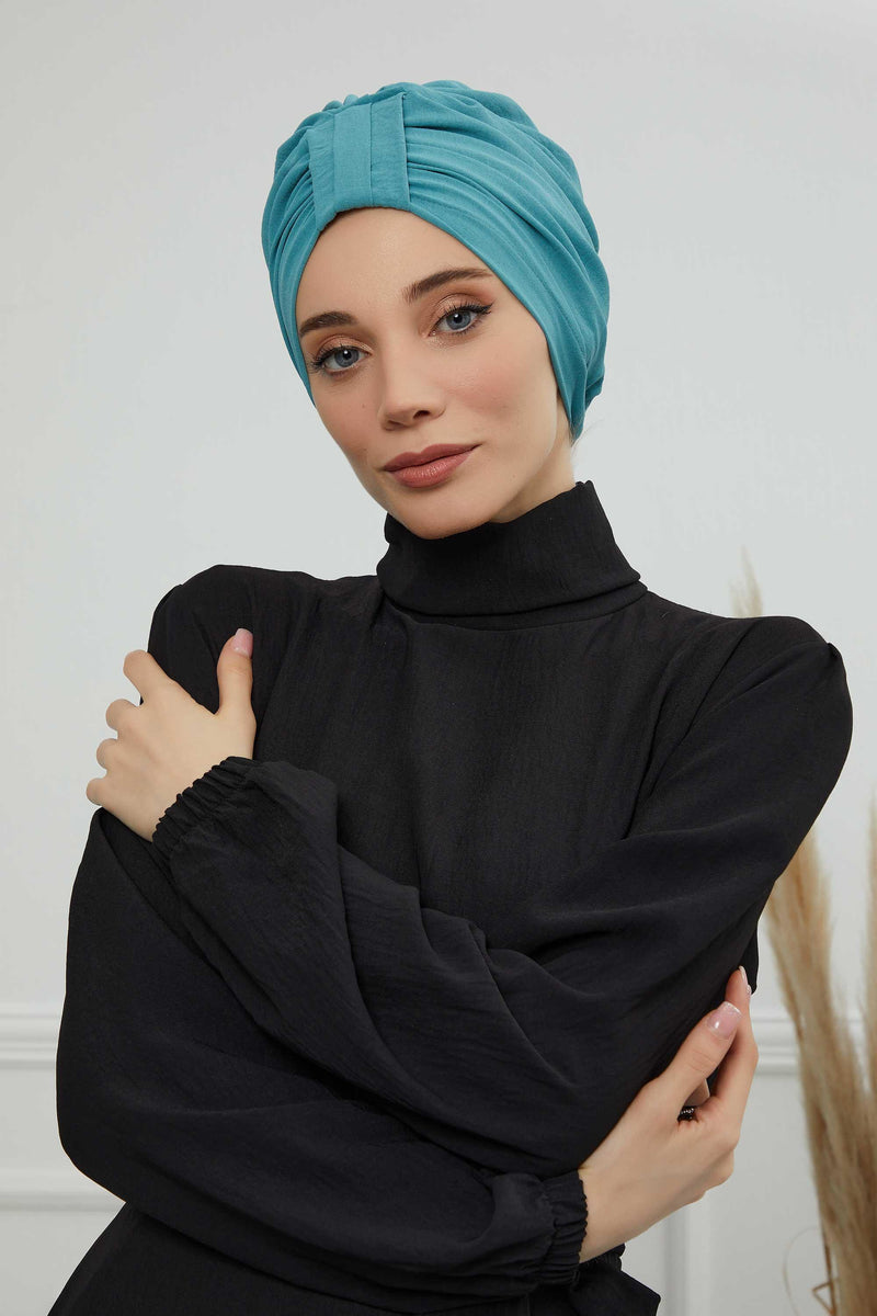 Sun Protective Aerobin Bonnet Cap for Women, Stylish & Flexible Wrinkle-Resistant Instant Turban, Comfortable Chemo Headwear for Women,B-69 Mint Green