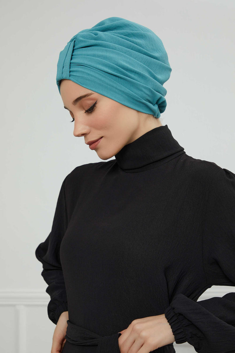 Sun Protective Aerobin Bonnet Cap for Women, Stylish & Flexible Wrinkle-Resistant Instant Turban, Comfortable Chemo Headwear for Women,B-69 Mint Green