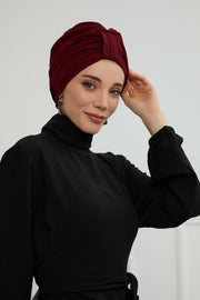 Sun Protective Aerobin Bonnet Cap for Women, Stylish & Flexible Wrinkle-Resistant Instant Turban, Comfortable Chemo Headwear for Women,B-69 Maroon