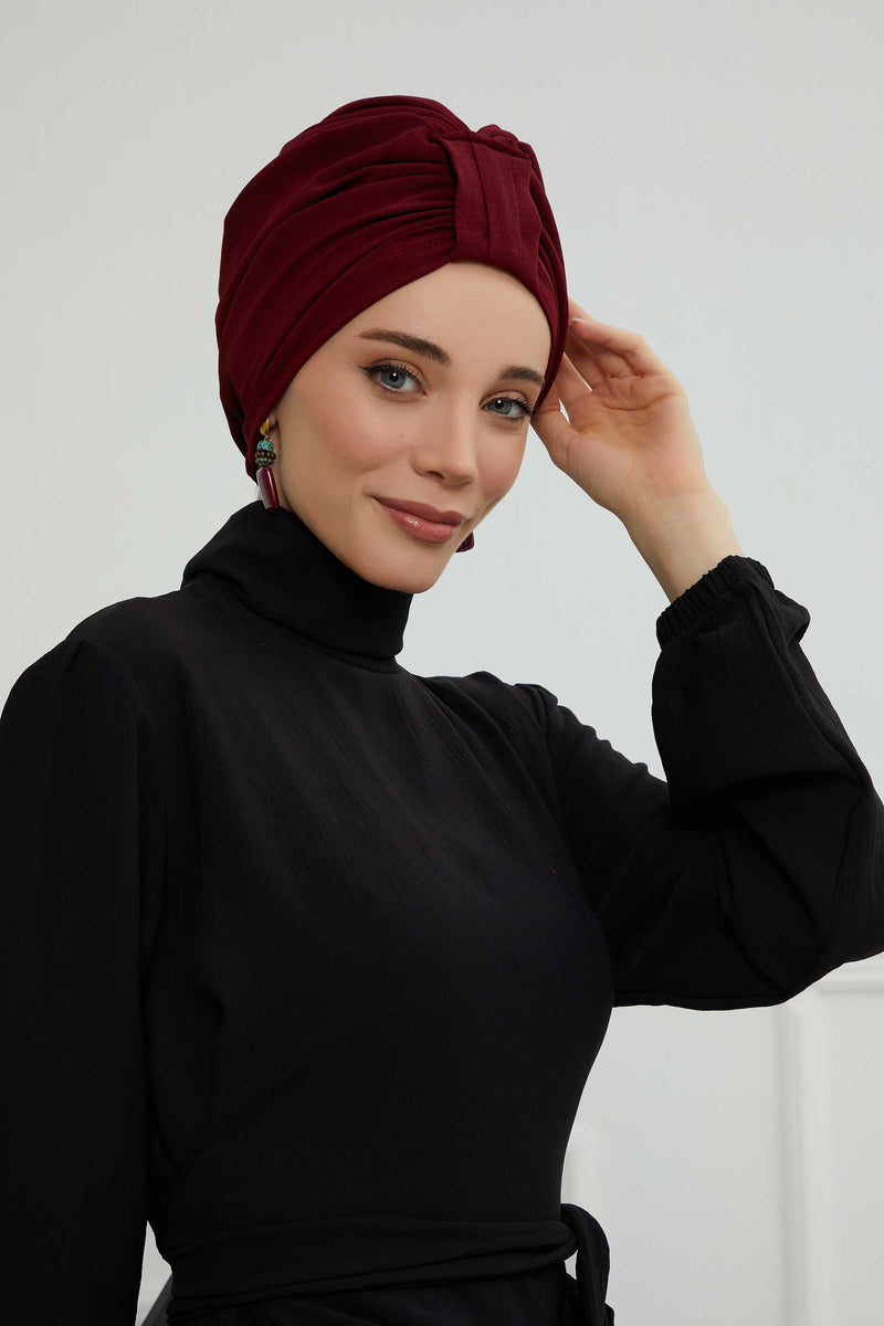 Sun Protective Aerobin Bonnet Cap for Women, Stylish & Flexible Wrinkle-Resistant Instant Turban, Comfortable Chemo Headwear for Women,B-69 Maroon