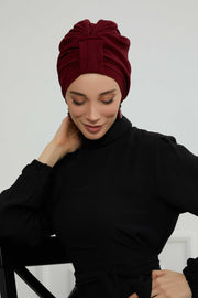 Sun Protective Aerobin Bonnet Cap for Women, Stylish & Flexible Wrinkle-Resistant Instant Turban, Comfortable Chemo Headwear for Women,B-69 Maroon