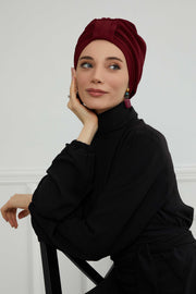 Sun Protective Aerobin Bonnet Cap for Women, Stylish & Flexible Wrinkle-Resistant Instant Turban, Comfortable Chemo Headwear for Women,B-69 Maroon