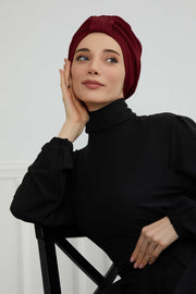 Sun Protective Aerobin Bonnet Cap for Women, Stylish & Flexible Wrinkle-Resistant Instant Turban, Comfortable Chemo Headwear for Women,B-69 Maroon