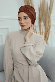 Sun Protective Aerobin Bonnet Cap for Women, Stylish & Flexible Wrinkle-Resistant Instant Turban, Comfortable Chemo Headwear for Women,B-69 Cinnamon