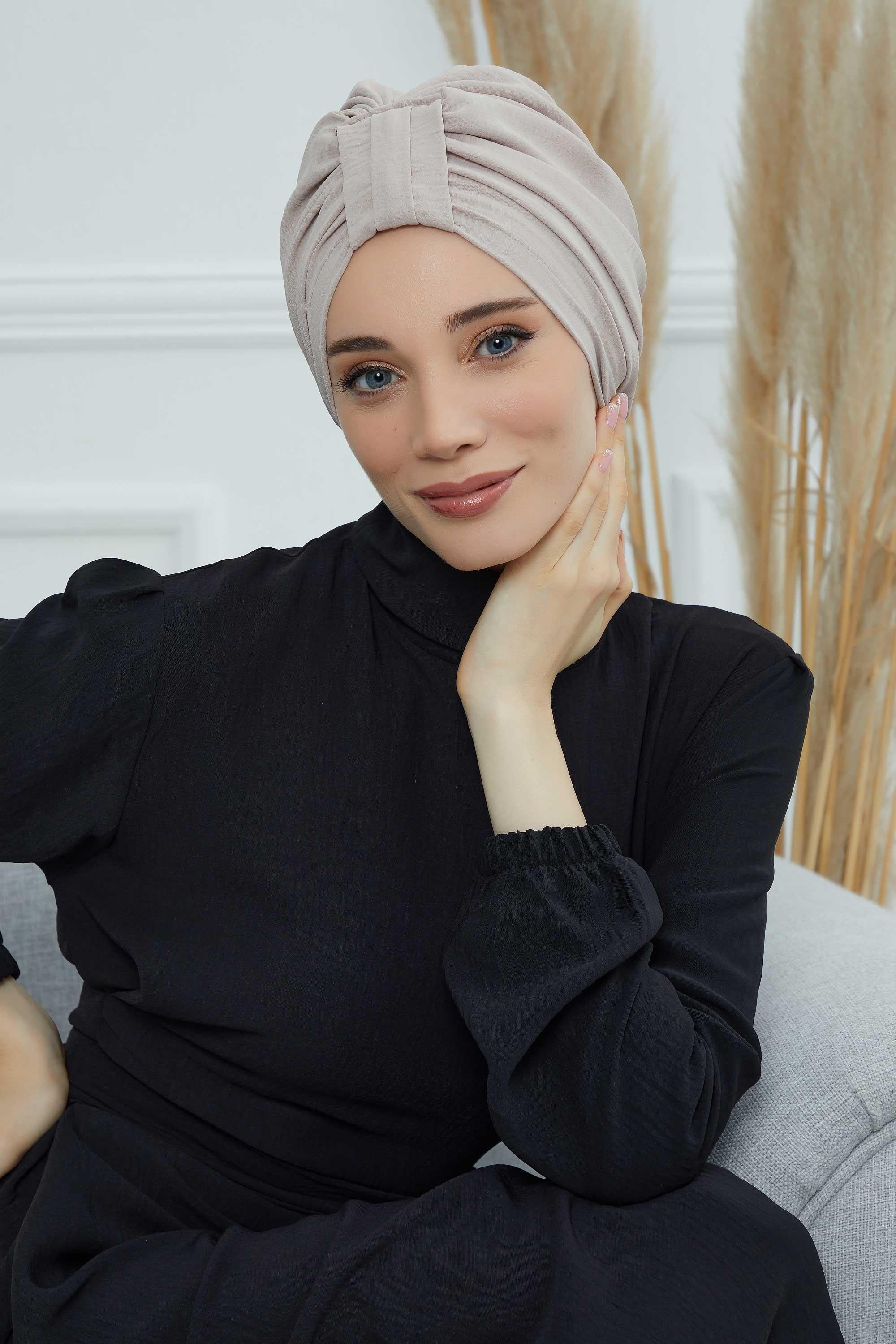 Sun Protective Aerobin Bonnet Cap for Women, Stylish & Flexible Wrinkle-Resistant Instant Turban, Comfortable Chemo Headwear for Women,B-69 Beige