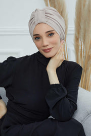 Sun Protective Aerobin Bonnet Cap for Women, Stylish & Flexible Wrinkle-Resistant Instant Turban, Comfortable Chemo Headwear for Women,B-69 Beige