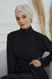 Sun Protective Aerobin Bonnet Cap for Women, Stylish & Flexible Wrinkle-Resistant Instant Turban, Comfortable Chemo Headwear for Women,B-69 Beige