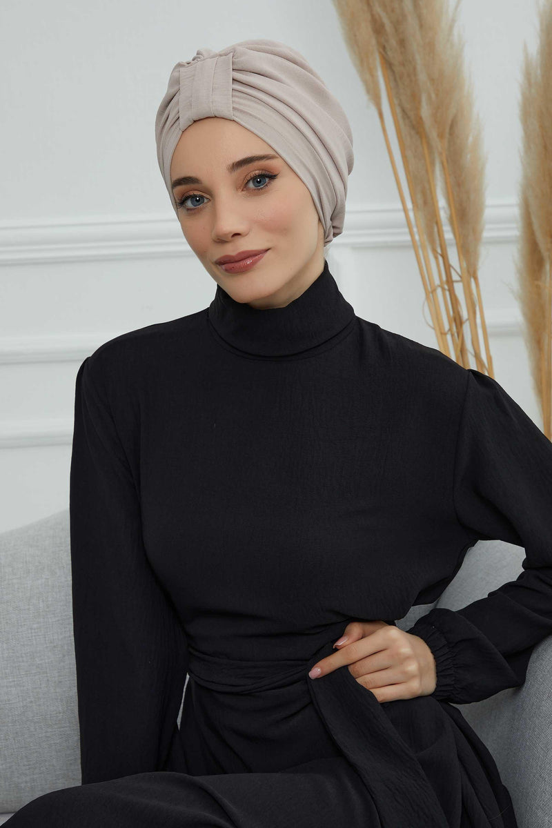 Sun Protective Aerobin Bonnet Cap for Women, Stylish & Flexible Wrinkle-Resistant Instant Turban, Comfortable Chemo Headwear for Women,B-69 Beige