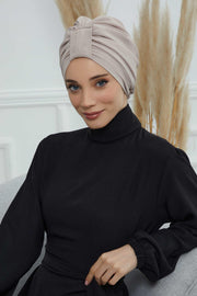 Sun Protective Aerobin Bonnet Cap for Women, Stylish & Flexible Wrinkle-Resistant Instant Turban, Comfortable Chemo Headwear for Women,B-69 Beige