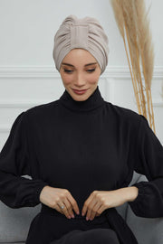 Sun Protective Aerobin Bonnet Cap for Women, Stylish & Flexible Wrinkle-Resistant Instant Turban, Comfortable Chemo Headwear for Women,B-69 Beige