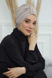 Sun Protective Aerobin Bonnet Cap for Women, Stylish & Flexible Wrinkle-Resistant Instant Turban, Comfortable Chemo Headwear for Women,B-69 Beige