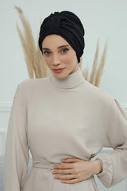 Sun Protective Aerobin Bonnet Cap for Women, Stylish & Flexible Wrinkle-Resistant Instant Turban, Comfortable Chemo Headwear for Women,B-69 Black