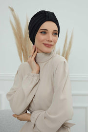 Sun Protective Aerobin Bonnet Cap for Women, Stylish & Flexible Wrinkle-Resistant Instant Turban, Comfortable Chemo Headwear for Women,B-69 Black