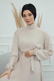 Sun Protective Aerobin Bonnet Cap for Women, Stylish & Flexible Wrinkle-Resistant Instant Turban, Comfortable Chemo Headwear for Women,B-69 Black