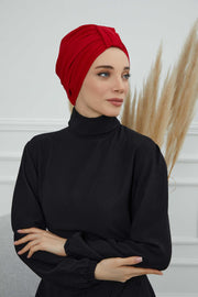Sun Protective Aerobin Bonnet Cap for Women, Stylish & Flexible Wrinkle-Resistant Instant Turban, Comfortable Chemo Headwear for Women,B-69 Red