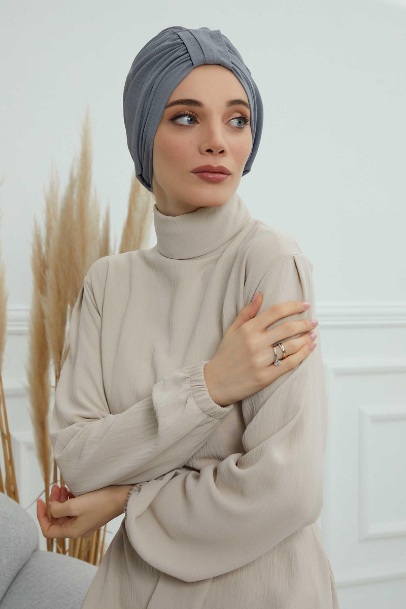 Sun Protective Aerobin Bonnet Cap for Women, Stylish & Flexible Wrinkle-Resistant Instant Turban, Comfortable Chemo Headwear for Women,B-69 Grey