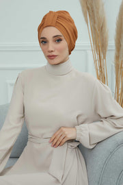 Sun Protective Aerobin Bonnet Cap for Women, Stylish & Flexible Wrinkle-Resistant Instant Turban, Comfortable Chemo Headwear for Women,B-69 Tawny Brown