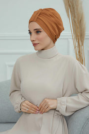 Sun Protective Aerobin Bonnet Cap for Women, Stylish & Flexible Wrinkle-Resistant Instant Turban, Comfortable Chemo Headwear for Women,B-69 Tawny Brown