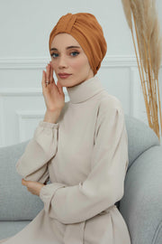 Sun Protective Aerobin Bonnet Cap for Women, Stylish & Flexible Wrinkle-Resistant Instant Turban, Comfortable Chemo Headwear for Women,B-69 Tawny Brown