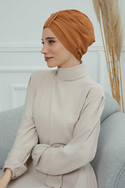 Sun Protective Aerobin Bonnet Cap for Women, Stylish & Flexible Wrinkle-Resistant Instant Turban, Comfortable Chemo Headwear for Women,B-69 Tawny Brown