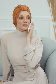 Sun Protective Aerobin Bonnet Cap for Women, Stylish & Flexible Wrinkle-Resistant Instant Turban, Comfortable Chemo Headwear for Women,B-69 Tawny Brown