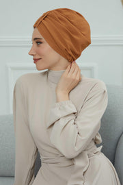 Sun Protective Aerobin Bonnet Cap for Women, Stylish & Flexible Wrinkle-Resistant Instant Turban, Comfortable Chemo Headwear for Women,B-69 Tawny Brown