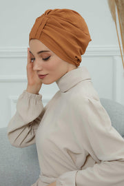 Sun Protective Aerobin Bonnet Cap for Women, Stylish & Flexible Wrinkle-Resistant Instant Turban, Comfortable Chemo Headwear for Women,B-69 Tawny Brown