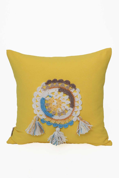 Aisha s Design Boho Decorative Canvas Throw Pillow Cover With Hand Knitted Tassels Traditional Anatolian Wool Handicraft Accesory Cushion Covers,K-118