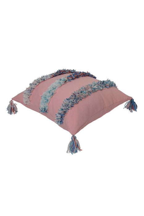 Aisha s Design Boho Decorative Hand-Woven Fringed Canvas Throw Pillow Covers Tufted Pillow Covers, Farmhouse Square Fringed Pillow Cases,K-119
