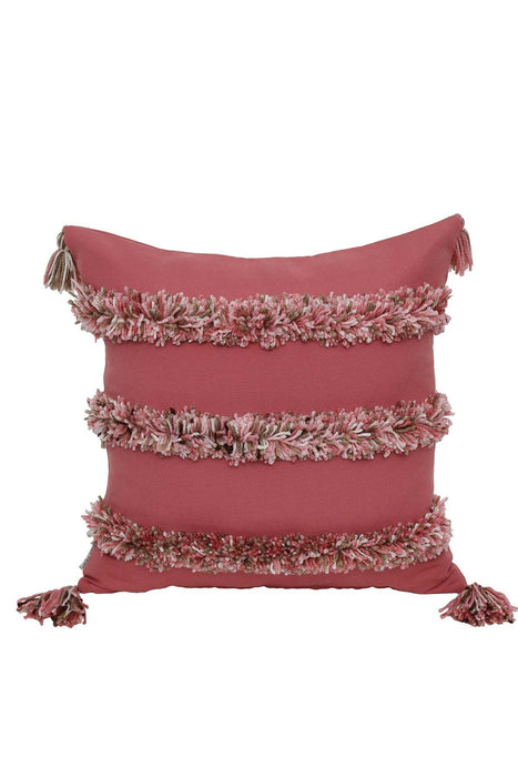 Aisha s Design Boho Decorative Hand-Woven Fringed Canvas Throw Pillow Covers Tufted Pillow Covers, Farmhouse Square Fringed Pillow Cases,K-119
